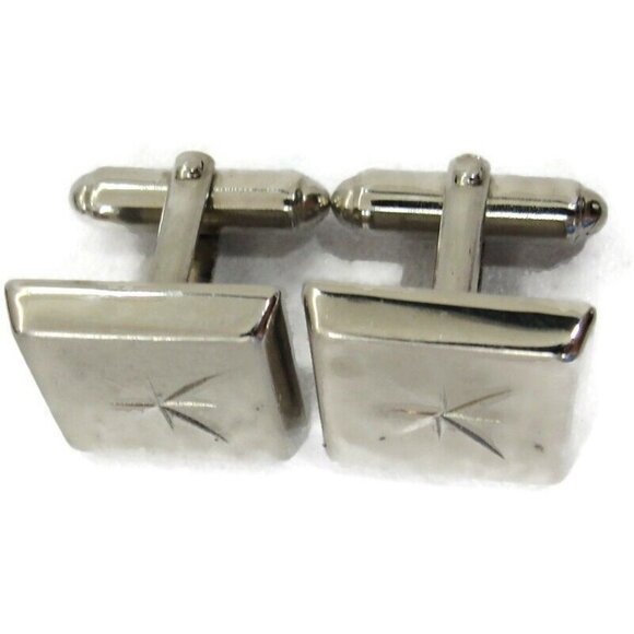 Tradition Silver Tone Cufflink Matching Tie Set Formal Wedding Tux Vintage IOB - Picture 10 of 16